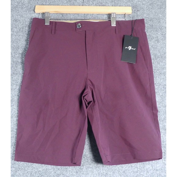 7 For All Mankind Mens Shorts 31 Burgundy Chino Tech Series 7M519L12 $158 - Picture 1 of 10